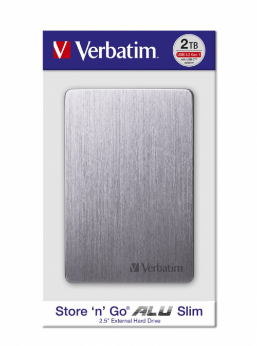 Verbatim Store 'n' Go ALU Slim Portable Hard Drive 1TB Space Grey