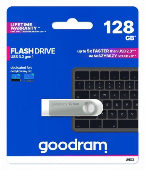 GOODRAM Pendrive UNO3 128GB USB 3.2 Gen1 silver