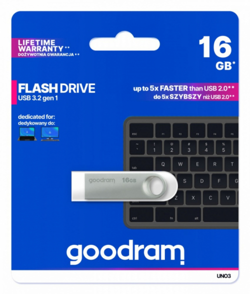 GOODRAM Pendrive UNO3 16GB USB 3.2 Gen1 silver