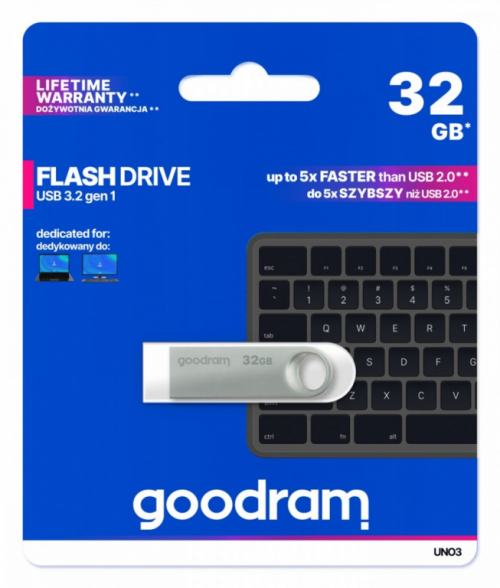 GOODRAM Pendrive UNO3 32GB USB 3.2 Gen1 silver