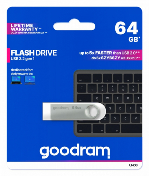 GOODRAM Pendrive UNO3 64GB USB 3.2 Gen1 silver