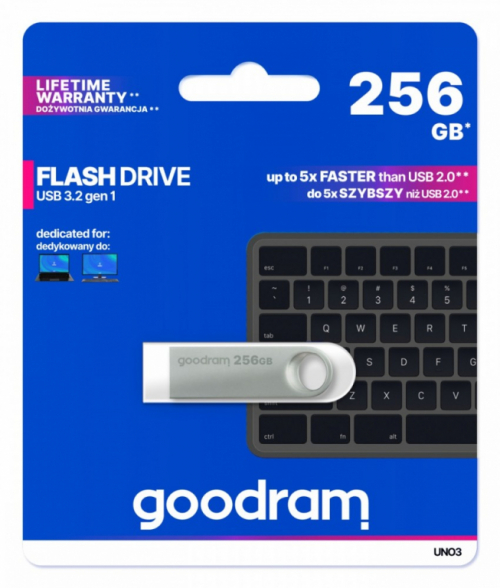 GOODRAM Pendrive UNO3 256GB USB 3.2 Gen1 silver