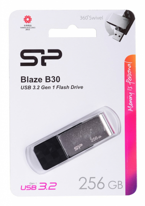 Silicon Power Blaze B30 USB flash drive 256 GB USB Type-A 3.2 Gen 1 (3.1 Gen 1) Black, Silver