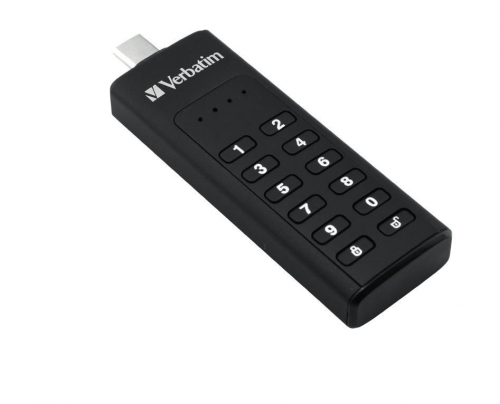 Verbatim Keypad Secure - USB-C Drive with Password Protection and AES-256 HW encryption to protect your data - 128 GB - Black