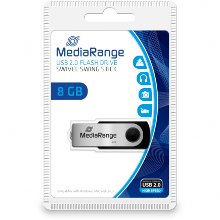 STICK 8GB USB 2.0 MediaRange swing Blister