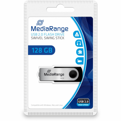 STICK 128GB MEDIARANGE MR913 Schwarz - Silber