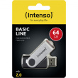STICK Intenso Basic Line schwarz. silber 64 GB