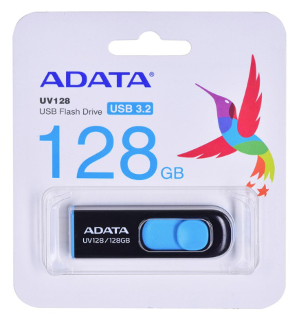 ADATA DashDrive UV128 128GB USB flash drive USB Type-A 3.2 Gen 1 (3.1 Gen 1) Black, Blue