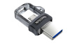 SanDisk Ultra Dual m3.0 USB flash drive 256 GB USB Type-A / Micro-USB 3.2 Gen 1 (3.1 Gen 1) Must, Silver, Transparent