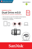 Sandisk Ultra Dual m3.0 USB flash drive 64 GB USB Type-A / Micro-USB 3.2 Gen 1 (3.1 Gen 1) Черный,Silver,Transparent