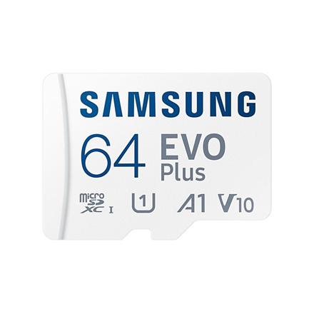 Samsung EVO Plus MB-MC64KA - 64 GB - A1 / Video Class V10 / UHS-I U1 / Class10 - microSDXC UHS-I - white - Read up to 130MB/s 