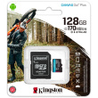 Kingston Canvas Go! Plus - Flash memory card (microSDXC to SD adapter included) - 128 GB - A2 / Video Class V30 / UHS-I U3 / Class10 - microSDXC UHS-I - Up to 170MB/s read, 90MB/s write 