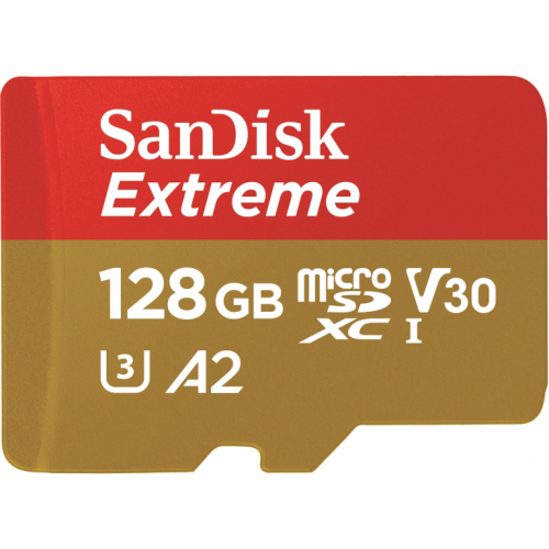 SanDisk Extreme - Flash memory card (microSDXC to SD adapter included) - 128 GB - microSDXC UHS-I - Read 190MB/s Write 90MB/s