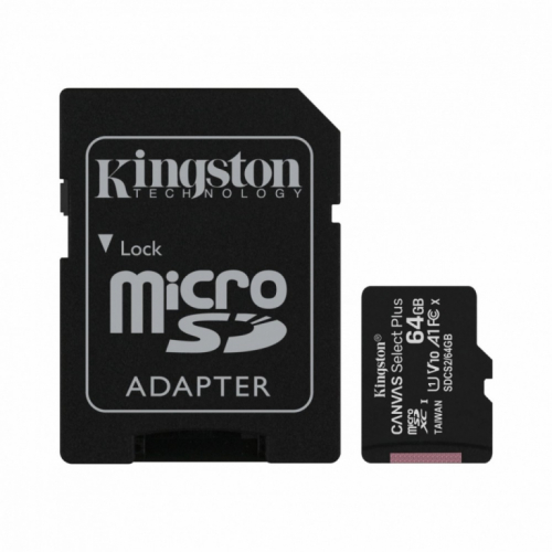 Kingston Memory card microSD 64GB Canvas Select Plus 100MB/s Adapter