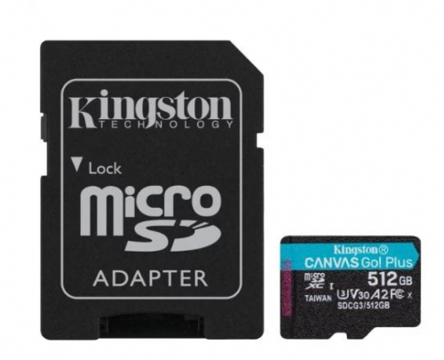 Kingston Memory card microSD 512GB Canvas Go Plus 170/90MB/s Adapter