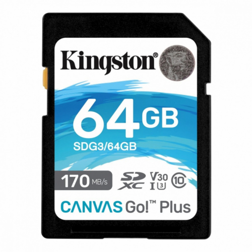 Kingston SD 64GB Canvas Go Plus 170/70MB/s CL10 U3 V30
