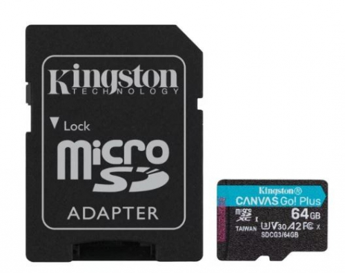 Kingston Memory card microSD 64GB Canvas Go Plus 170/70MB/s Adapter