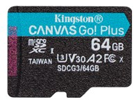 KINGSTON 64GB microSDXC Canvas Go Plus 170R A2 U3 V30 Single Pack w/o ADP