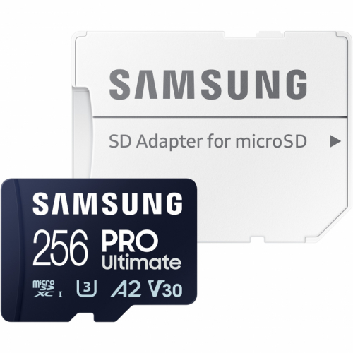 Samsung PRO Ultimate MB-MY256SA - Flash memory card (SD adapter included) - 256 GB - A2 / Video Class V30 / UHS-I U3 - Read Up to 200 MB/s - Write Up to 130 MB/s