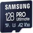 Samsung PRO Ultimate MB-MY128SA - Flash memory card (SD adapter included) - 128 GB - blue - Read 200MB/s - Write 130MB/s