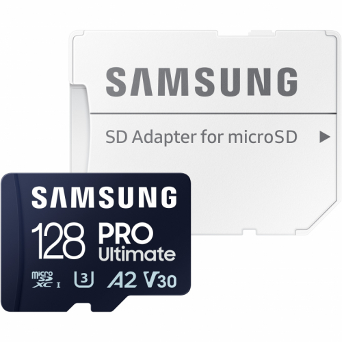 Samsung PRO Ultimate MB-MY128SA - Flash memory card (SD adapter included) - 128 GB - blue - Read 200MB/s - Write 130MB/s