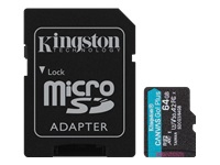 KINGSTON 64GB microSDXC Canvas Go Plus 170R A2 U3 V30 Card + ADP