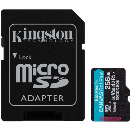 Kingston 256GB microSDXC Canvas Go Plus 170R A2 U3 V30 Card + ADP, EAN: 740617301250