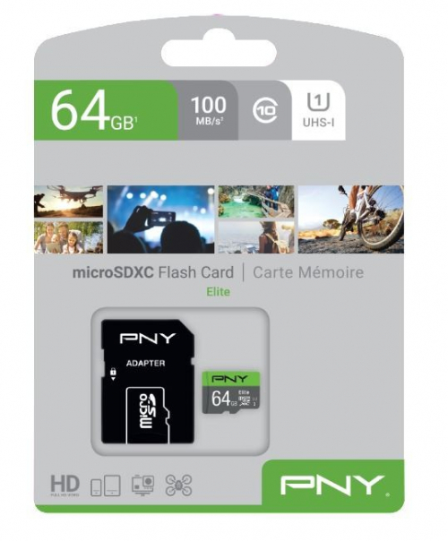 PNY MicroSDXC Elite 64GB P-SDUX64U185GW-GE