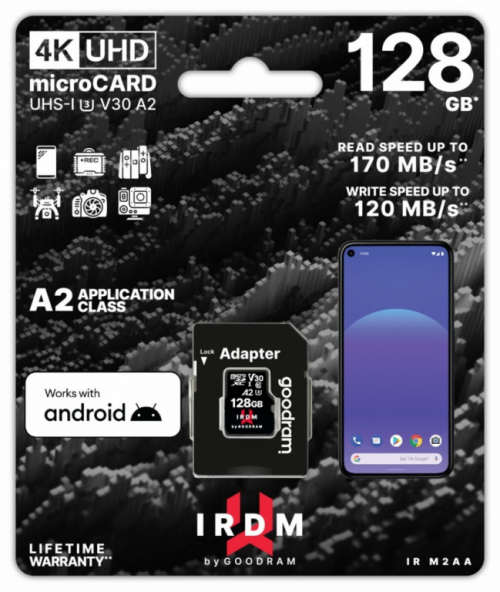 GOODRAM Memory card microSD IRDM 128GB UHS-I U3 A2 + adapter