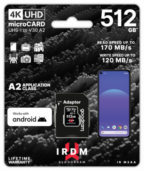 GOODRAM Memory card microSD IRDM 512GB UHS-I U3 A2 + adapter