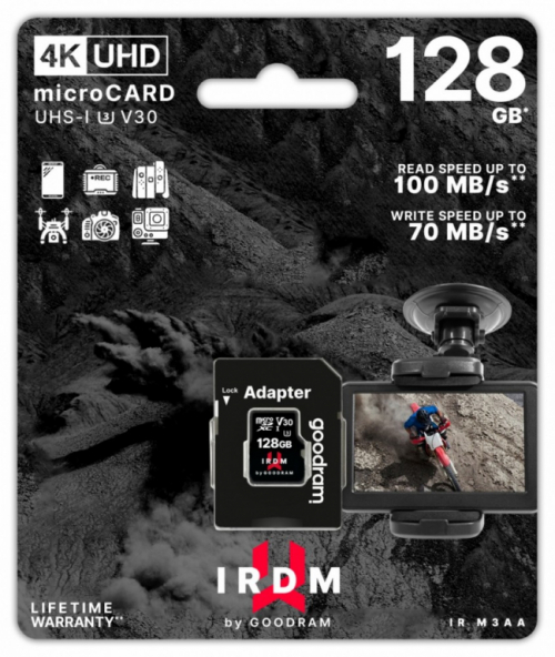 GOODRAM microSD IRDM card 128GB UHSI U3 adapter