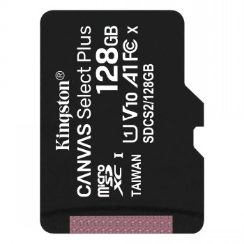 KINGSTON 128GB MICROSDHC CANVAS SELECT PLUS 100R SINGLE PACK W/O ADAPTER