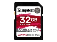 KINGSTON 32GB Canvas React Plus SDHC UHS-II 300R/260W U3 V90 for Full HD/4K/8K