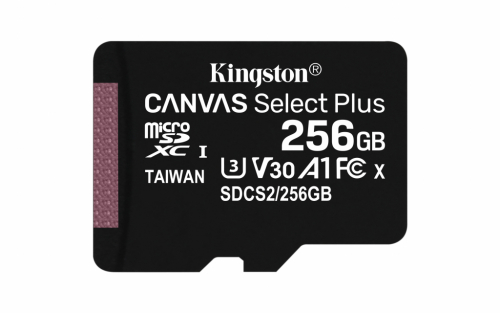 Kingston Technology 256GB micSDXC Canvas Select Plus 100R A1 C10 Single Pack w/o ADP