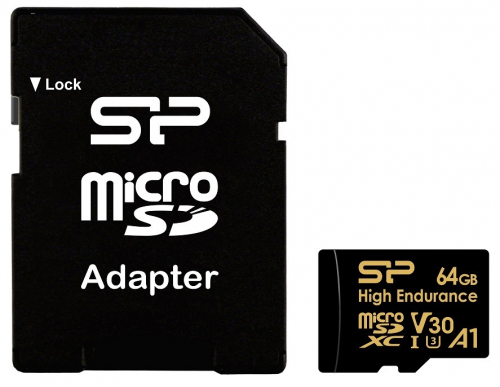 Silicon Power Memory card microSDXC High Endurance 64GB V30 UHS-1 U3 A1 24/7 + ADAPTER microSD-SD