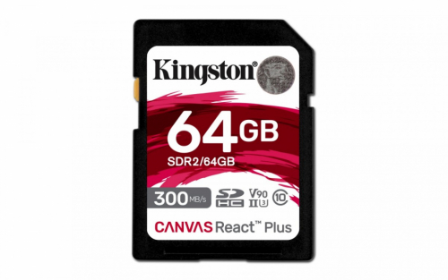 Kingston Memory card SD 64GB Canvas React Plus 300/260 UHS-II U3