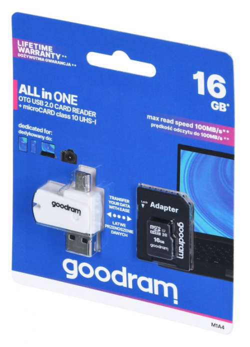 Goodram M1A4-0160R12 memory card 16 GB MicroSDHC Class 10 UHS-I