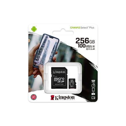 Kingston | Canvas Select Plus | UHS-I | 256 GB | MicroSDXC | Flash memory class 10 | SD Adapter