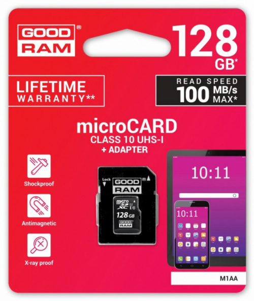 GOODRAM Memory card microSDHC 128GB CL10 UHS I + adapter