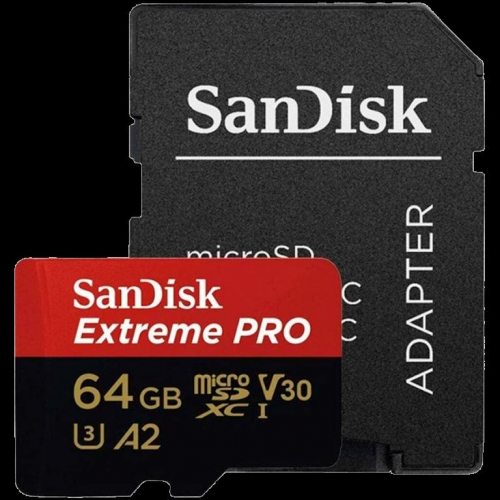 SanDisk Extreme PRO microSDXC 64GB + SD Adapter + 2 years RescuePRO Deluxe up to 200MB/s & 90MB/s Read/Write speeds A2 C10 V30 UHS-I U3