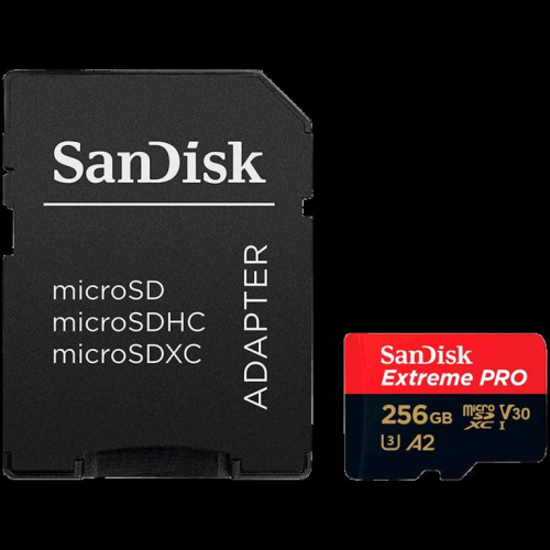 SanDisk Extreme PRO microSDXC 256GB + SD Adapter + 2 years RescuePRO Deluxe up to 200MB/s & 140MB/s Read/Write speeds A2 C10 V30 UHS-I U3