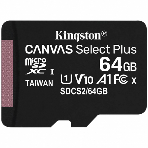 Kingston 64GB micSDXC Canvas Select Plus 100R A1 C10 Single Pack w/o ADP A-SDCS2/64GBSP