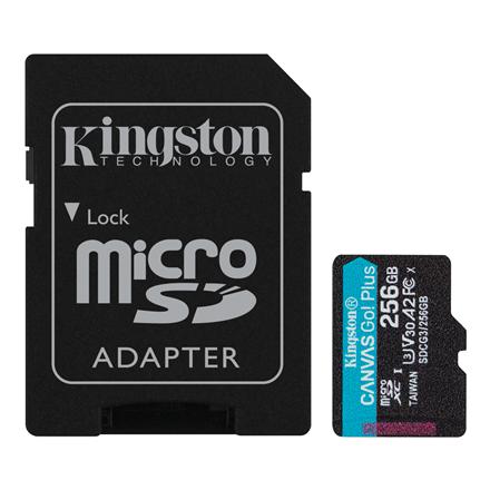 Kingston | microSD | Canvas Go! Plus | 256 GB | MicroSD | Flash memory class 10 | SD Adapter