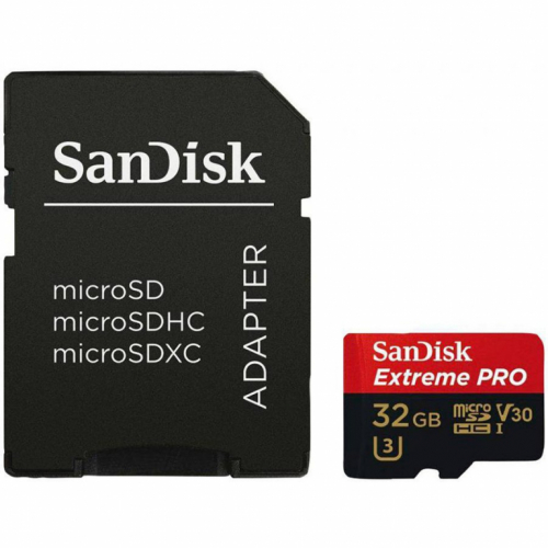 SanDisk Extreme PRO microSDHC 32GB + SD Adapter + RescuePRO Deluxe 100MB/s A1 C10 V30 UHS-I U3