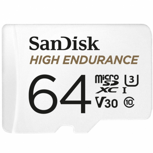 SanDisk High Endurance - Flash memory card (microSDXC to SD adapter included) - 64 GB - Read Up to 100 MB/s - Write Up to 40 MB/s