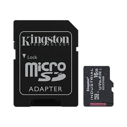 Kingston | UHS-I | 16 GB | microSDHC/SDXC Industrial Card | Flash memory class Class 10, UHS-I, U3, V30, A1 | SD Adapter