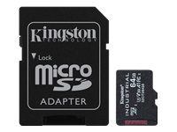 KINGSTON 64GB microSDXC Industrial C10 A1 pSLC Card + SD Adapter