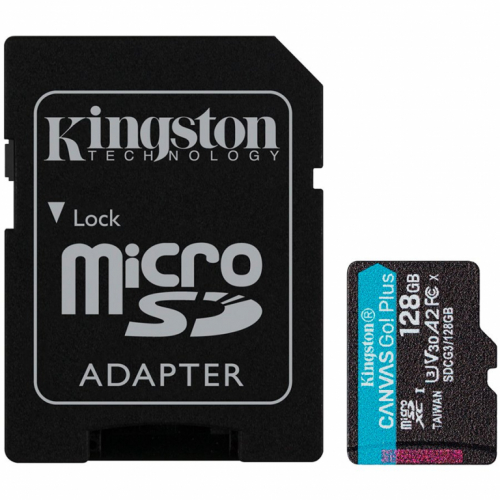 Kingston 128GB microSDXC Canvas Go Plus 170R A2 U3 V30 Card + ADP A-SDCG3/128GB