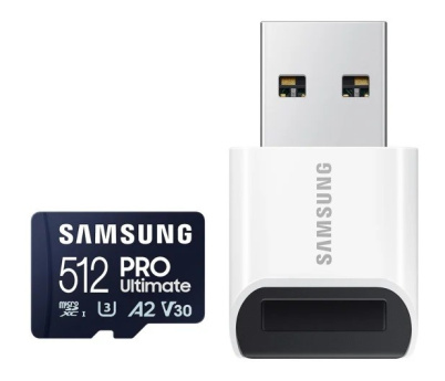 Samsung PRO Ultimate MB-MY512SB - microSDXC memory card + USB card reader - 512 GB - Read Up to 200 MB/s, Write Up to 130 MB/s