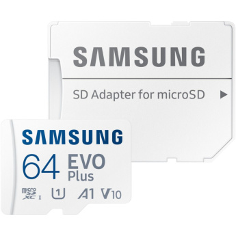 Samsung EVO Plus MB-MC64SA - Flash memory card U1, V10. A1, UHS-I (microSDXC to SD adapter included) - 64 GB - Read Up to 160 MB/s